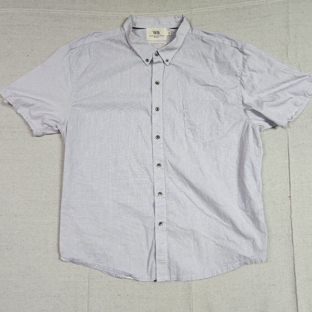 WRK Shirt Mens 3XL The Reworked Shirt Purple Polka Dot Short Sleeve